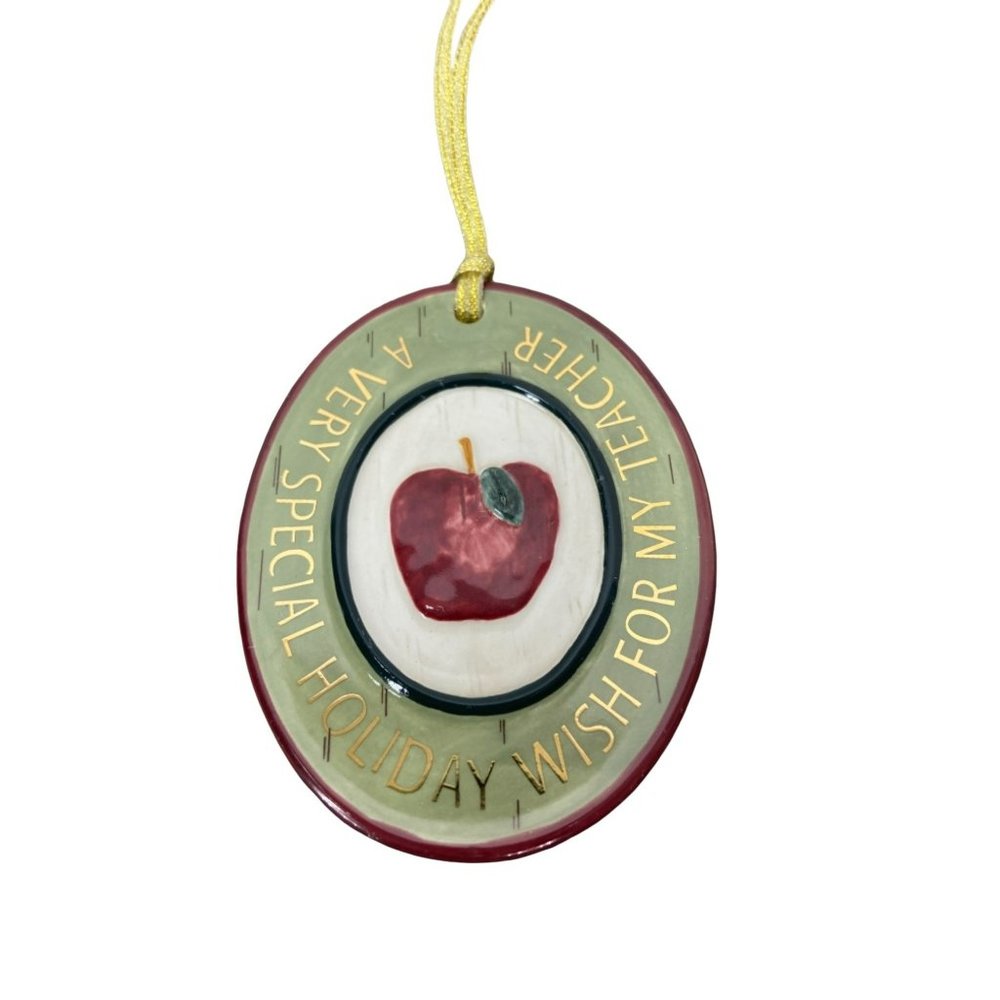 Folk Heart Winter Teacher Warm Wishes 2004 Kathy Killip Demdaco Ornament